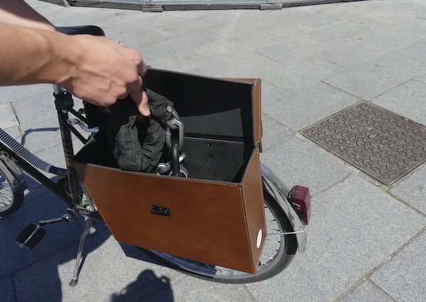 Sacoche vélo marron intérieur