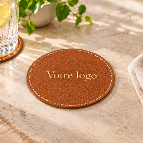 Maroquinor-Dessous de verre cuir logo